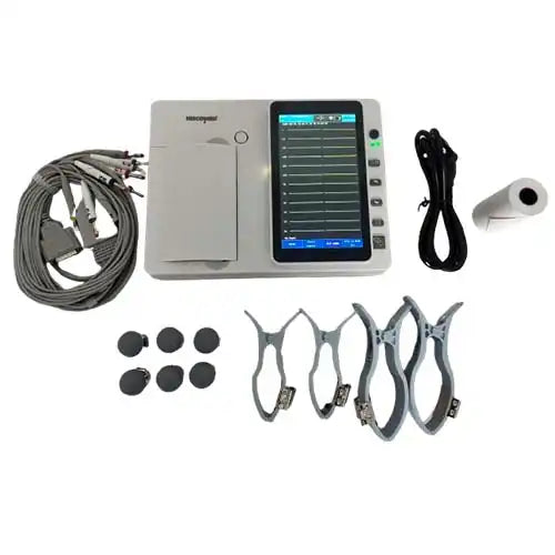 3 Channel ECG Machine 7 Inch Touch Screen and 5 ECG Paper Rolls with 1 Year Warranty