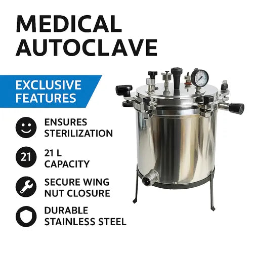 Medical Autoclave 21L Wing Nut Aluminium 12 x 12 Inch