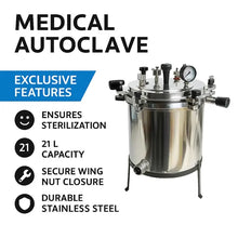 Medical Autoclave 21L Wing Nut Aluminium 12 x 12 Inch