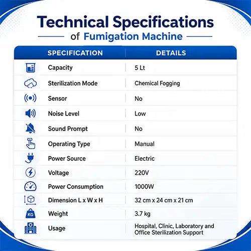 Fumigation Machine with Timer 5 Lt for OT Lab