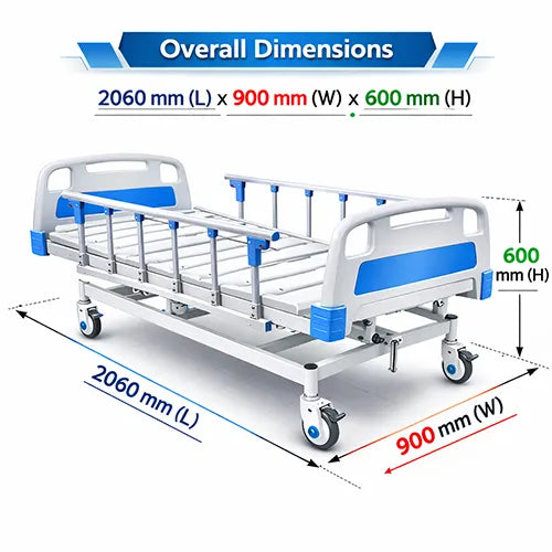 Full Fowler Hospital Bed with ABS Panels, Collapsible Rails & 2-Crank