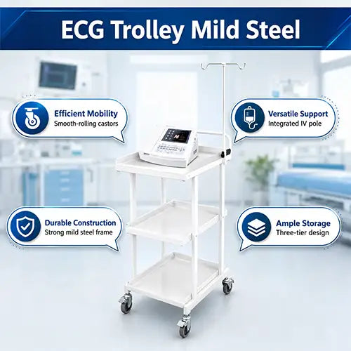 ECG Electrocardiogram Trolley Mild Steel for Hospital