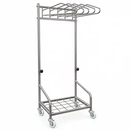 Lead Apron Stand Trolley SS 304 with 6 Hangers & Castors