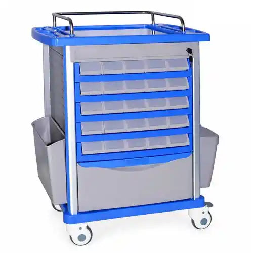 Medicine Trolley ABS Double Sided with 5 Drawers & ABS Top