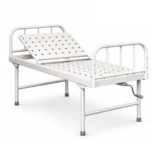 Semi Fowler Hospital Bed MS Pipe Frame with Adjustable Backrest & IV Slots
