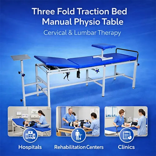Three Fold Traction Bed – Manual Physio Table for Cervical & Lumbar Therapy