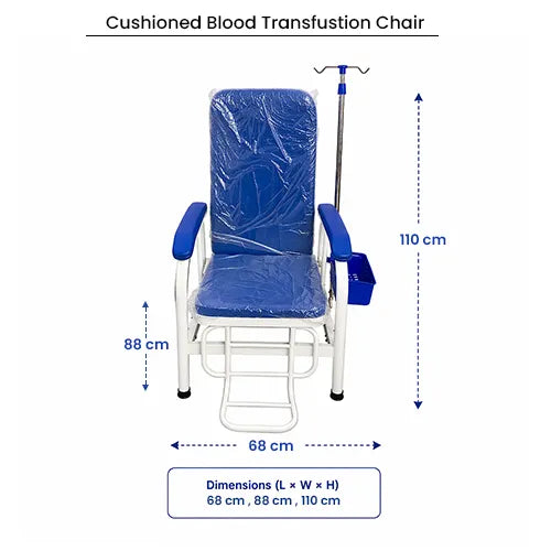 Cushioned Blood Transfusion Chair with IV Stand Support