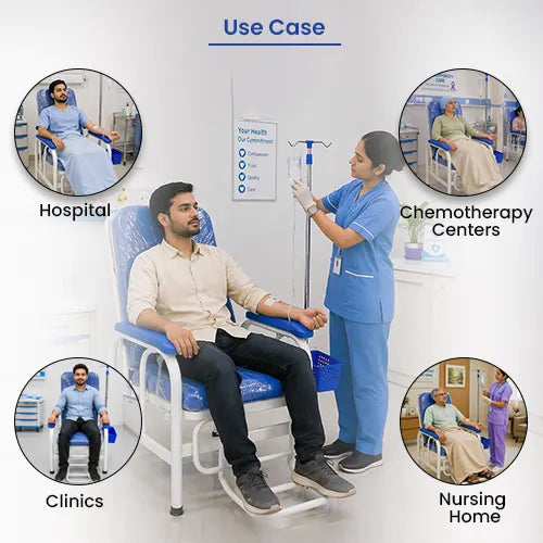 Cushioned Blood Transfusion Chair with IV Stand Support